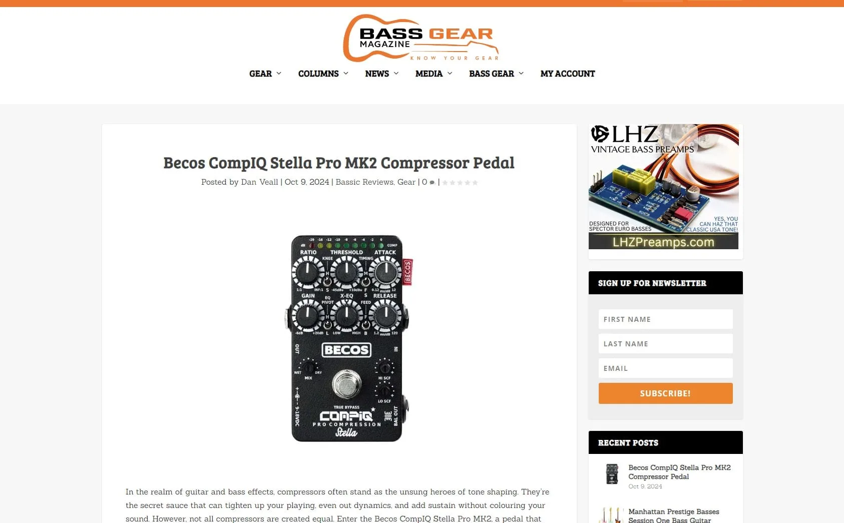 Becos FX CompIQ Pro Stella MK2 Compressor reviewed by Bass